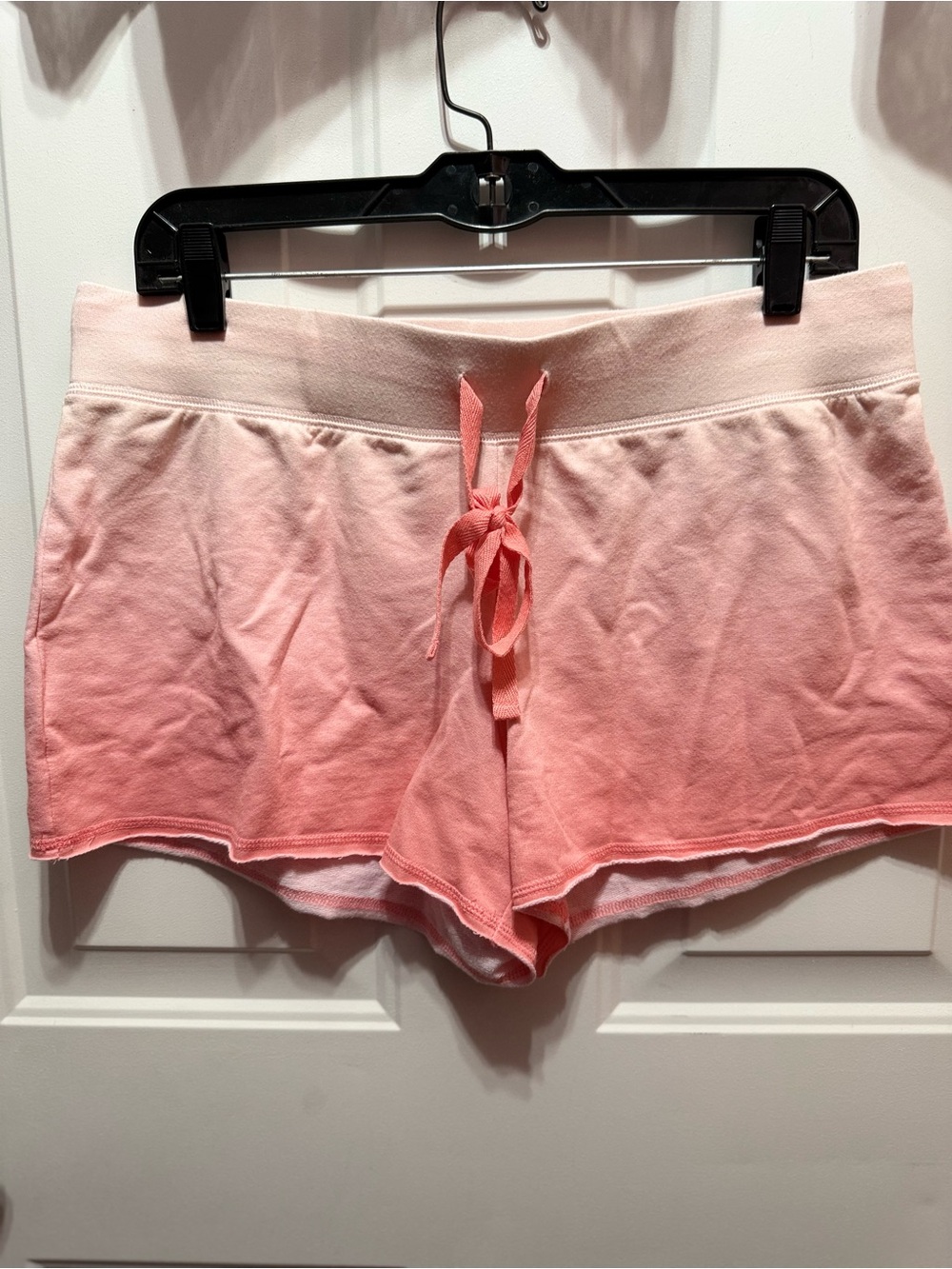 Women's Coral Pink Ombre Lounge Shorts Soft Cotton Terry Size M